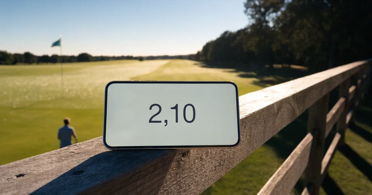 Fußball auf dem Mittelkreis eines Rasenplatzes im Morgenlicht
