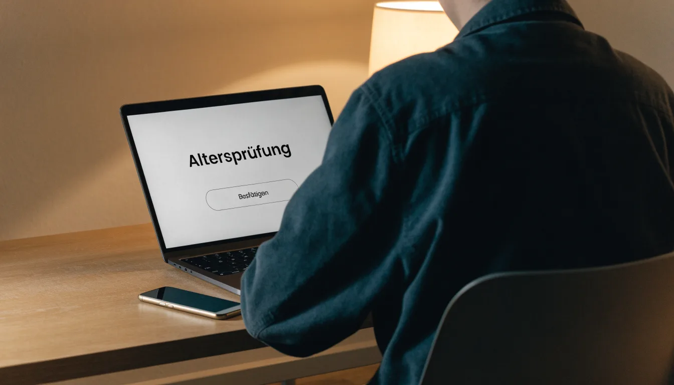 Ein Richterhammer aus Holz und eine kleine Messingwaage stehen auf einer polierten Tischplatte vor einer hellen Wand.