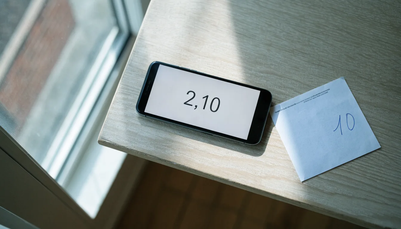 Ein Smartphone mit dunklem Display liegt neben einem leeren Papier-Wettschein auf einem Tisch am Fenster.